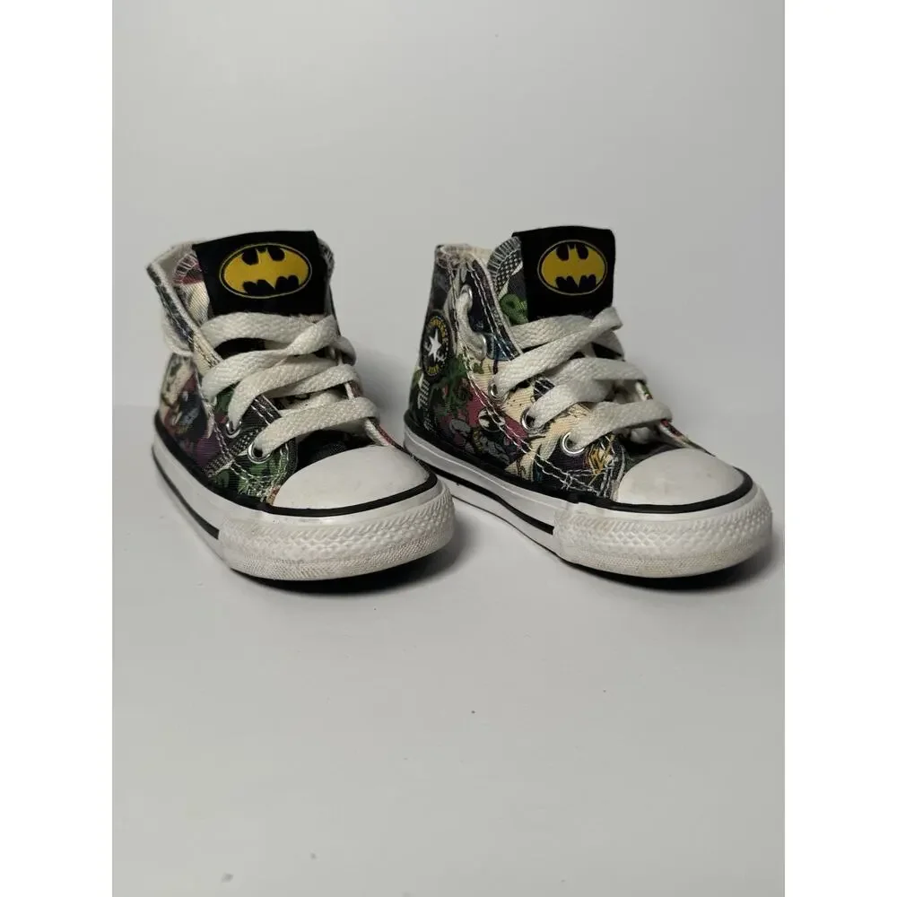 Converse Batman Toddler High Top Sneakers Size 4 Comic Print Shoes